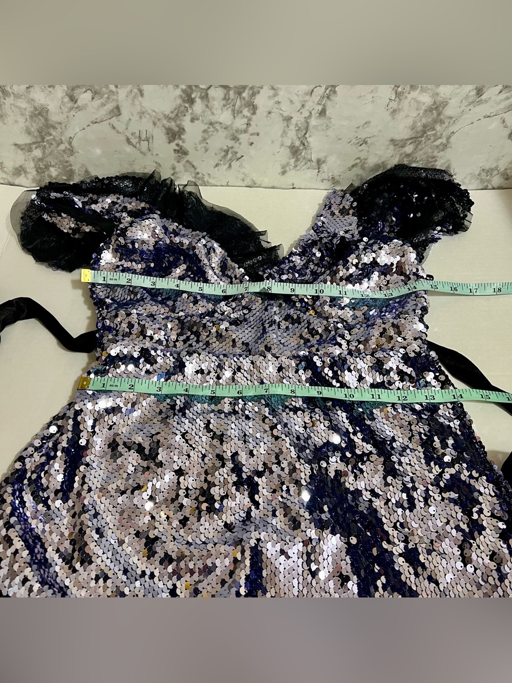 Free People Silver Violet Sequin Open-Back Mini Dress Size 0 - Picture 10 of 10